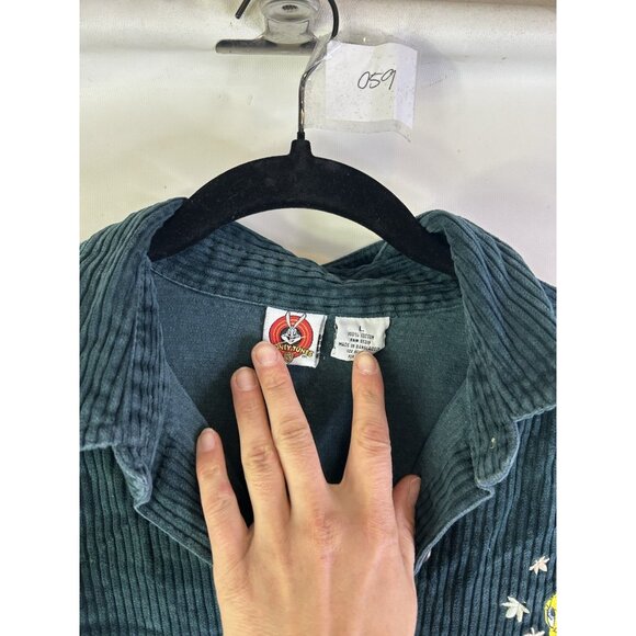 VTG 90s Looney Tunes Tweety Bird Wide Whale Corduroy Button Shirt - Picture 4 of 5